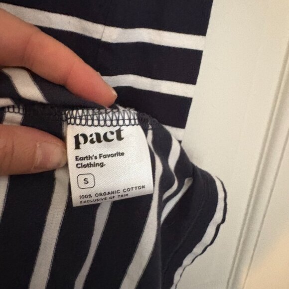 Pact Organic Softspun Striped Tee Dress Navy White Stripe - Small - Picture 4 of 6